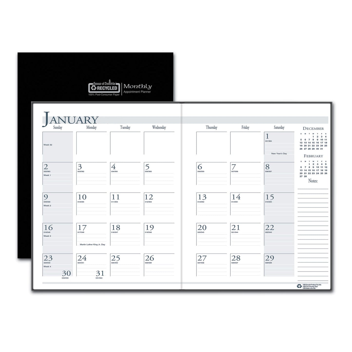 house-of-doolittle-recycled-ruled-14-month-planner-with-leatherette-cover-num-hod260602_1