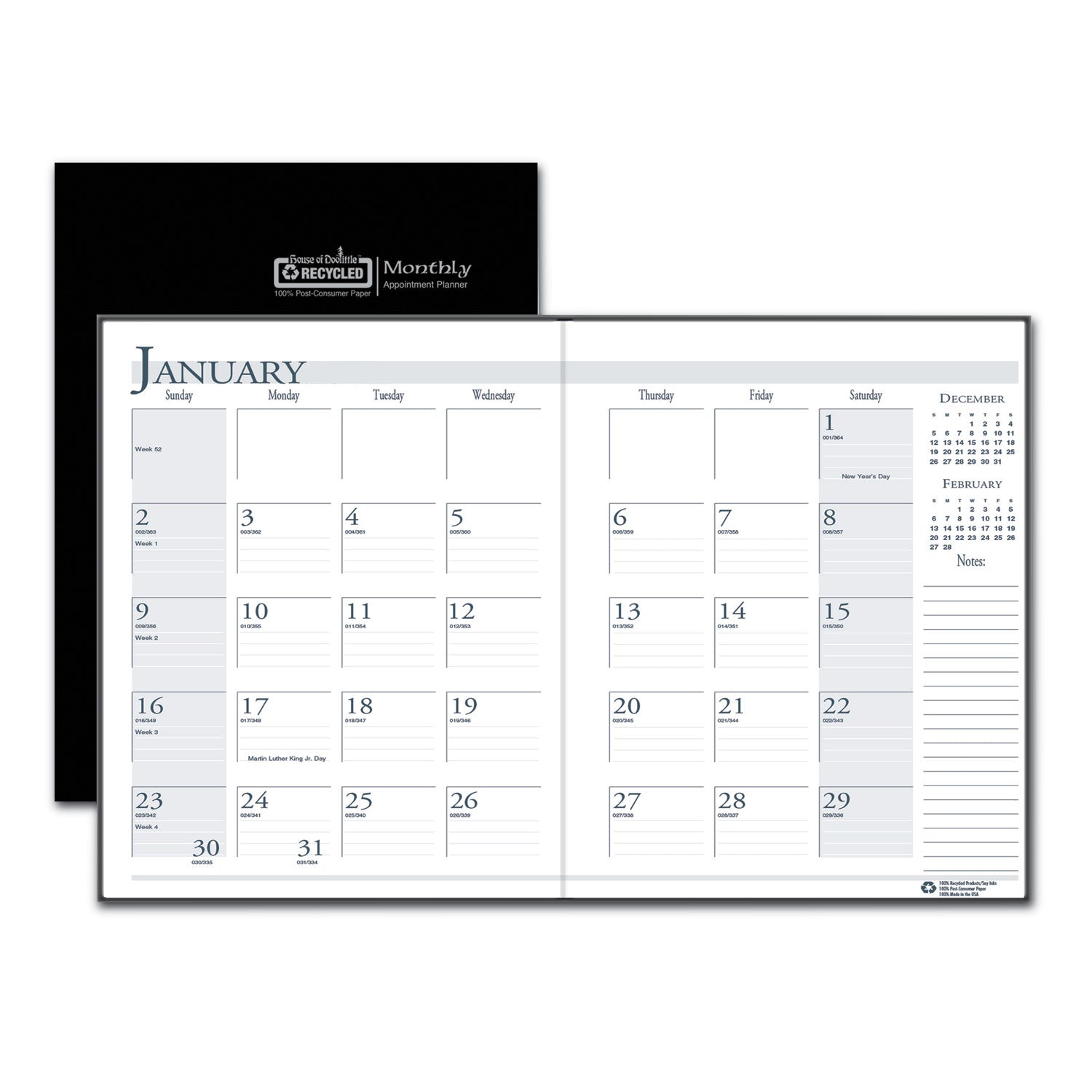 house-of-doolittle-recycled-ruled-14-month-planner-with-leatherette-cover-num-hod260602_1