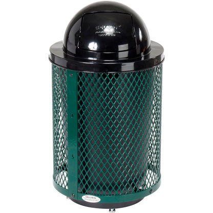 Global Industrial Outdoor Diamond Steel Trash Can With Dome Lid & Base, 36 Gallon, Green (WB261948GND)