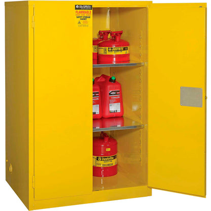 Global Industrial Flammable Cabinet, Manual Close Double Door, 90 Gallon, 43"W x 34"D x 65"H (WB237292)