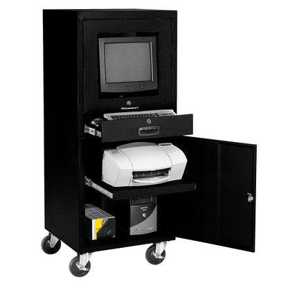 Global Industrial Mobile Computer Cabinet, Black, Unassembled (WB706669BK)