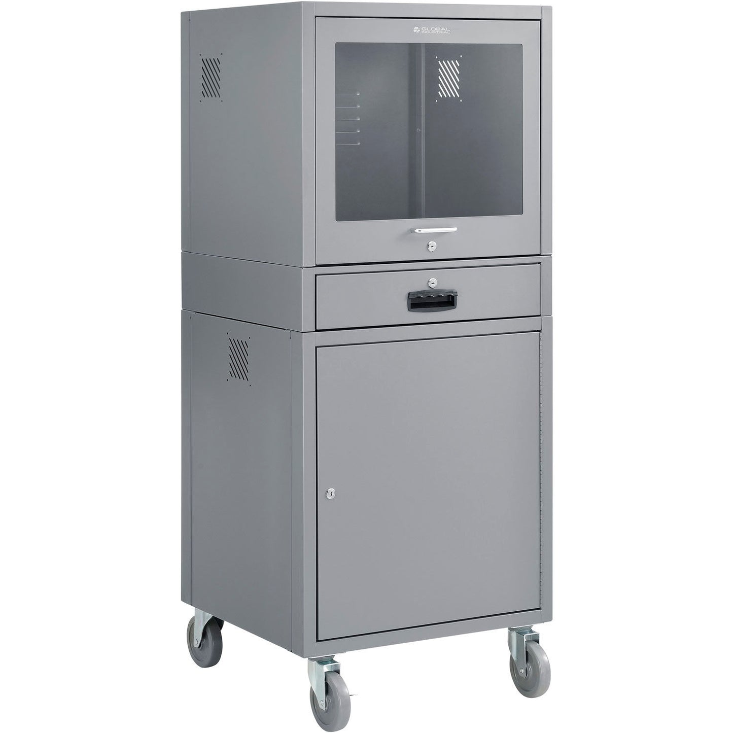 Global Industrial Mobile Computer Cabinet, Dark Gray, Unassembled (WB706669GY)