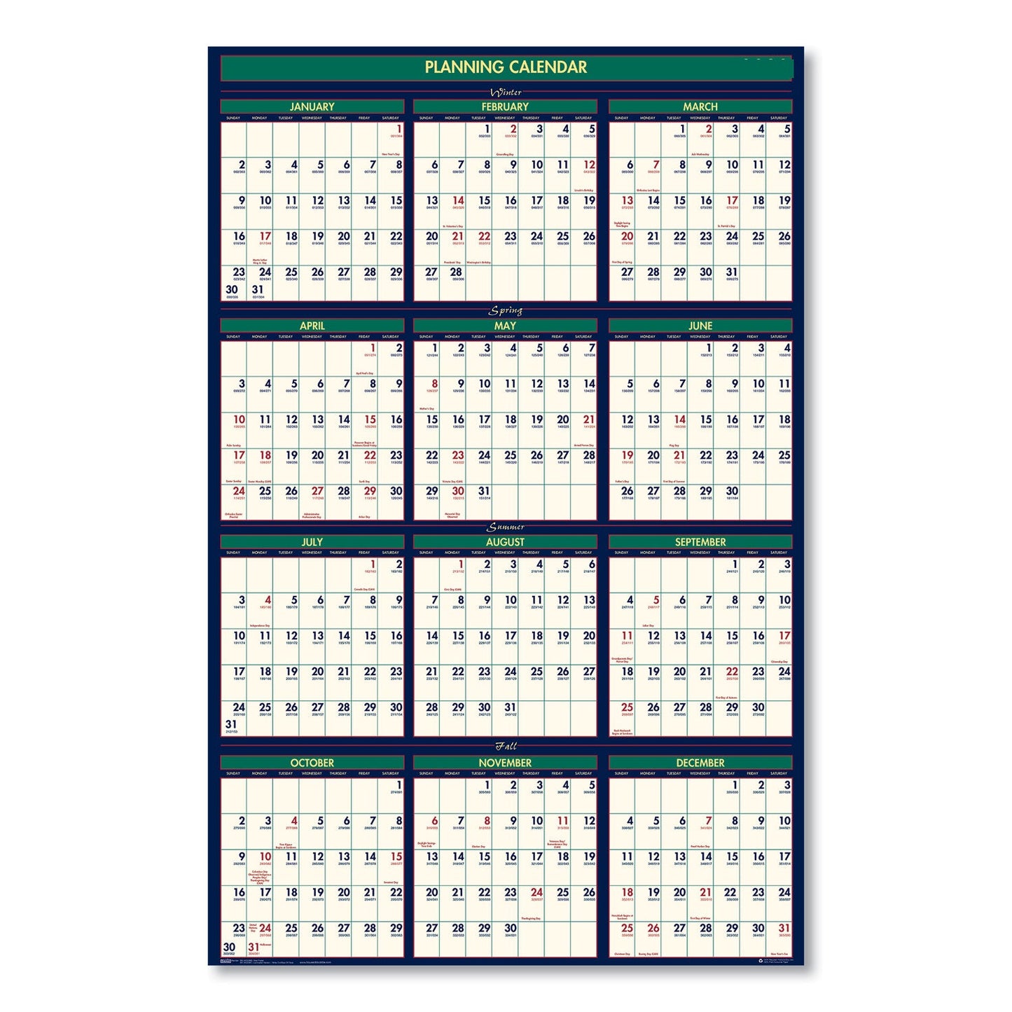 house-of-doolittle-four-seasons-business-academic-recycled-wall-calendar-num-hod390_2