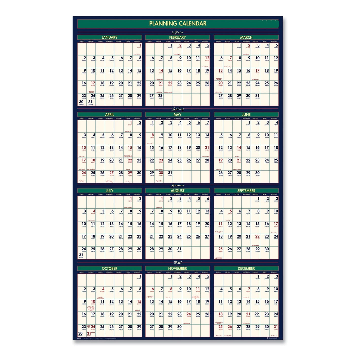 house-of-doolittle-four-season-erasable-business-academic-recycled-wall-calendar-num-hod391_2