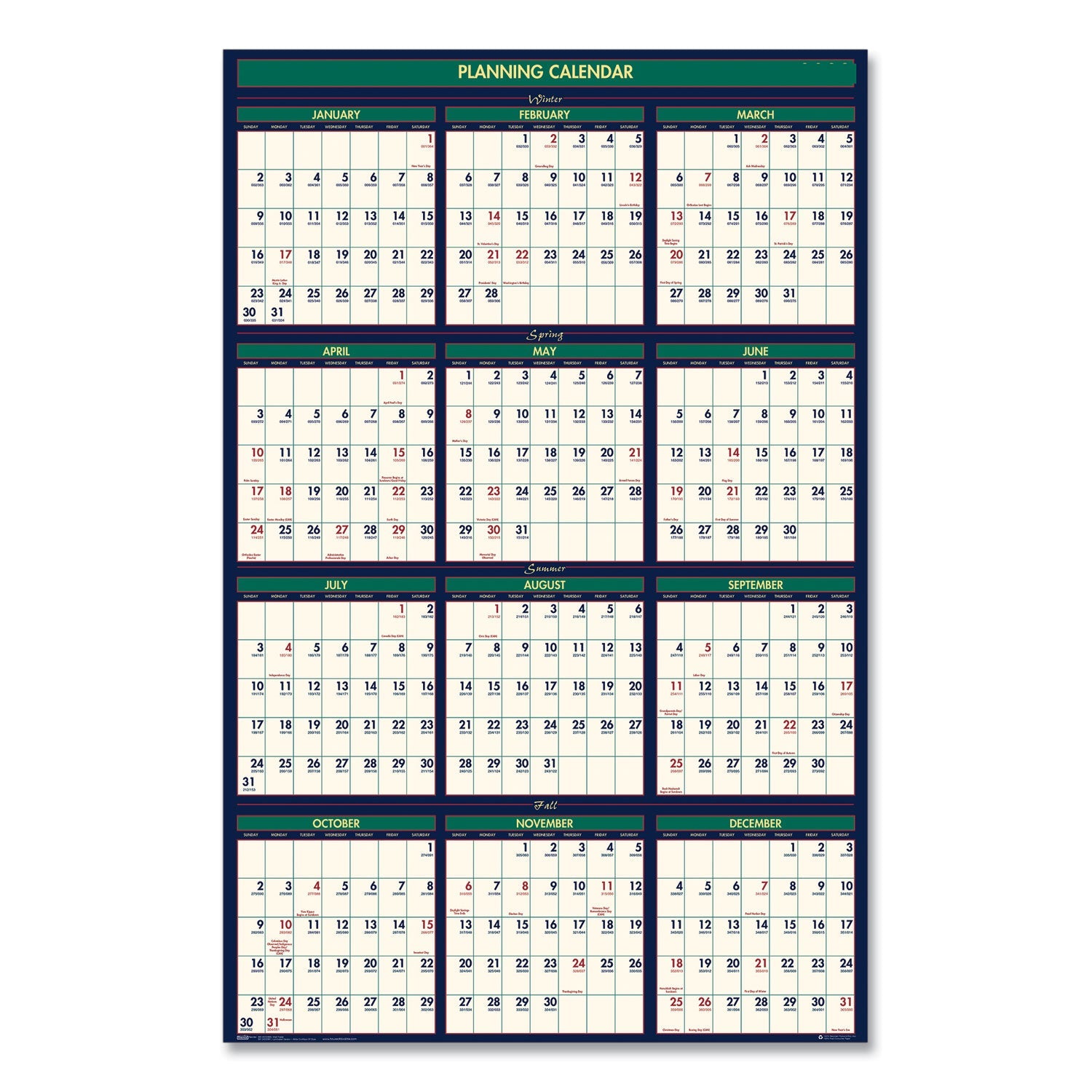 house-of-doolittle-four-season-erasable-business-academic-recycled-wall-calendar-num-hod391_2