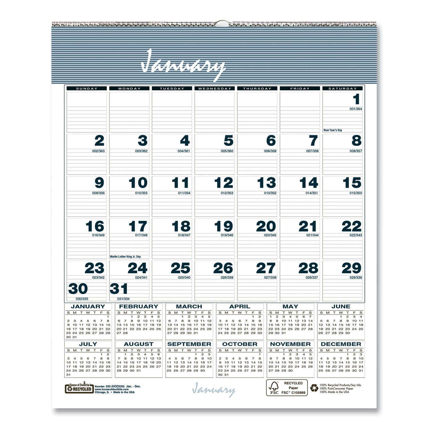 house-of-doolittle-bar-harbor-recycled-wirebound-monthly-wall-calendar-num-hod330_1