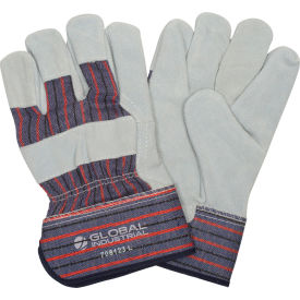 Global Industrial Leather Palm Safety Gloves with 2-1/2" Safety Cuff, Large, 1 Pair (WB708123L)