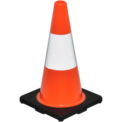 Global Industrial 18" Traffic Cone, Reflective, Black Base, 3 lbs (WB708146)