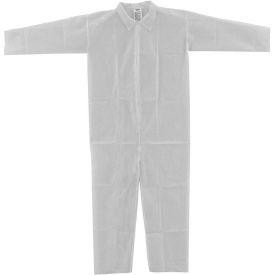 Global Industrial Disposable Polypropylene Coverall, Open Wrists/Ankles, White, Large, 25/Case (WB708185L)