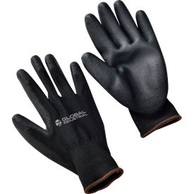 Global Industrial Flat Polyurethane Coated Gloves, Black/Black, Large, 1 Pair (WB708350L)
