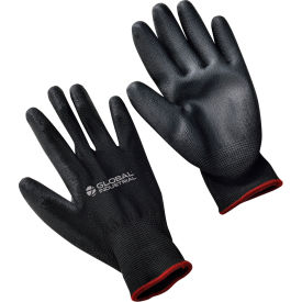 Global Industrial Flat Polyurethane Coated Gloves, Black/Black, Small, 1 Pair (WB708350S)