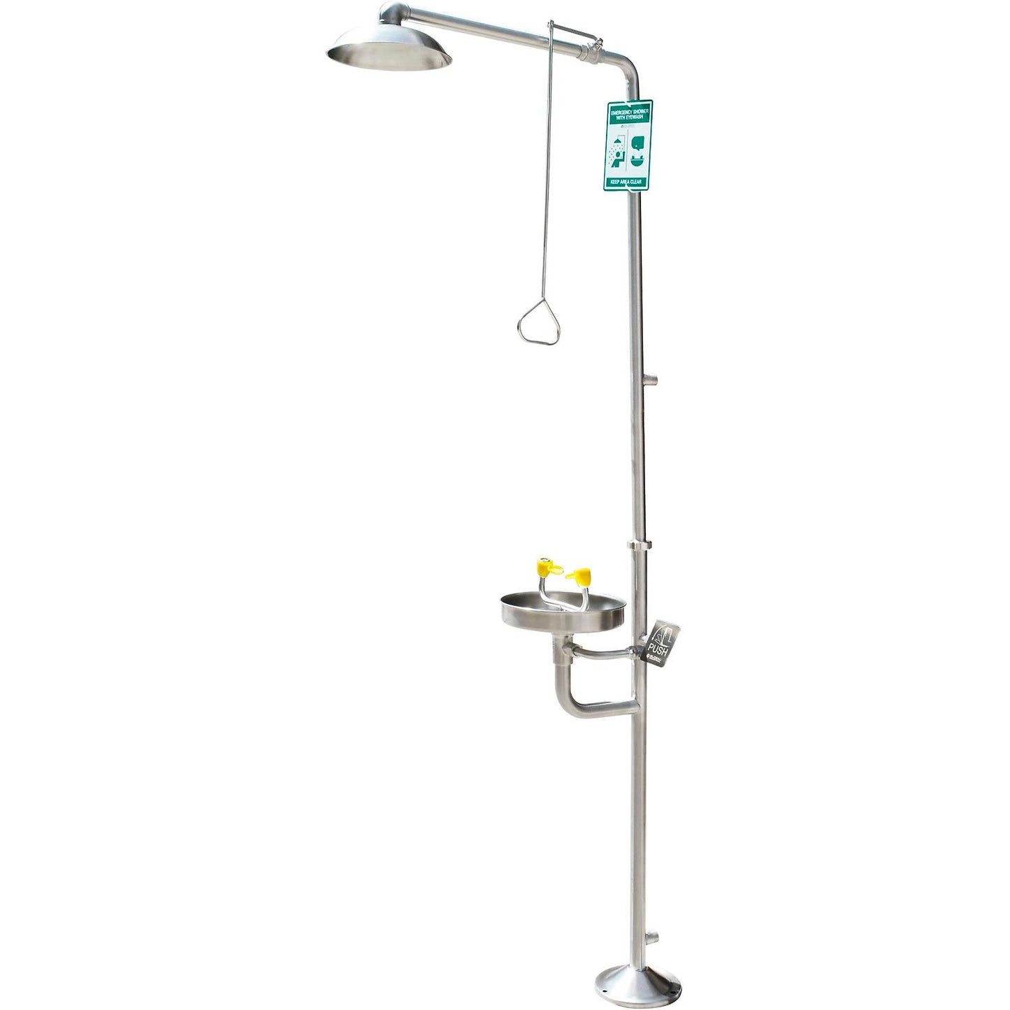 Global Industrial Emergency Combination Shower w/Eyewash Station, Stainless Steel (WB708383SS)