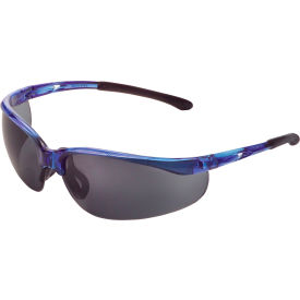 Global Industrial Half Frame Safety Glasses, Anti-Fog, Smoke Lens, Blue Frame (WB708403BL)