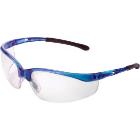 Global Industrial Half Frame Safety Glasses, Anti-Fog, Clear Lens, Blue Frame (WB708403CL)