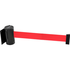 Global Industrial Wall Mount Retractable Belt Barrier, Black Case W/7-1/2' Red Belt (WB708410RD)