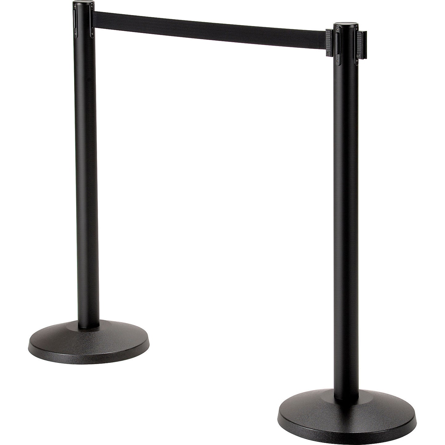 Global Industrial Retractable Belt Barrier, 40" Black Post, 10' Black Belt (WB708416BK)