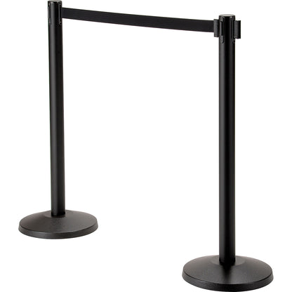 Global Industrial Retractable Belt Barrier, 40" Black Post, 10' Black Belt (WB708416BK)