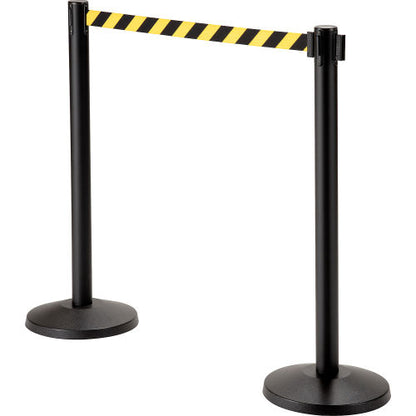 Global Industrial Retractable Belt Barrier, 40" Black Post, 10' Black/Yellow Belt (WB708416YB)