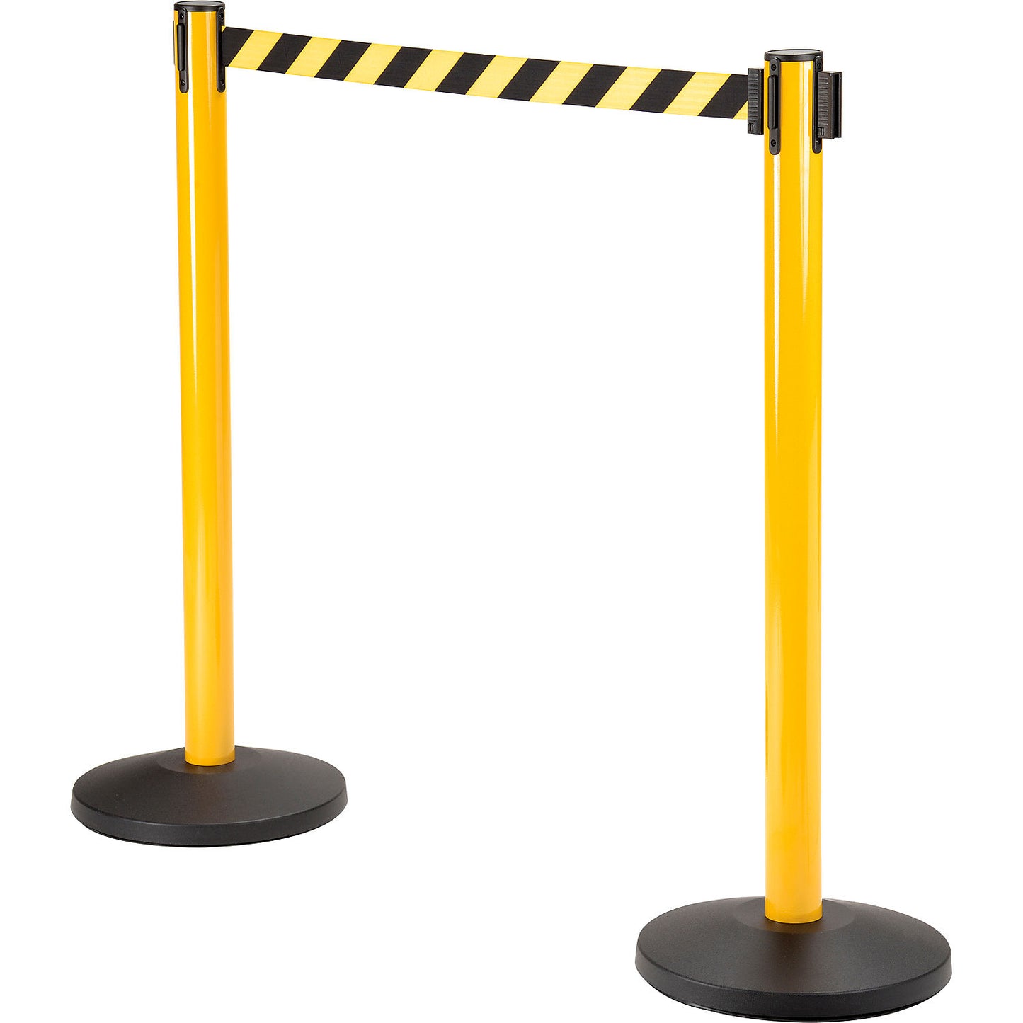 Global Industrial Retractable Belt Barrier, 40" Yellow Post, 11' Black/Yellow Belt (WB708417YB)