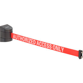 Global Industrial Magnetic Retractable Belt Barrier, Black Case W/15' Red "Authorized" Belt (WB708418RWA)