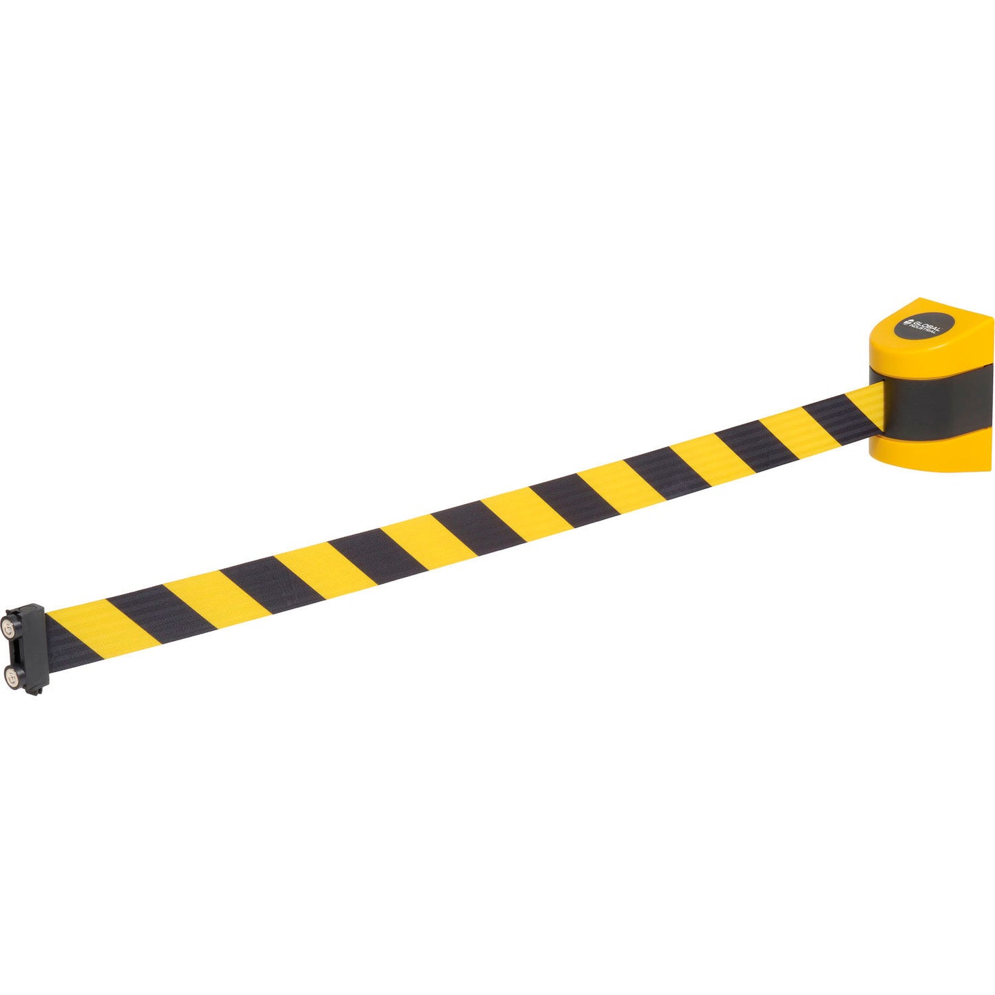 Global Industrial Magnetic Retractable Belt Barrier, Yellow Case W/15' Black/Yellow Belt (WB708418YB)