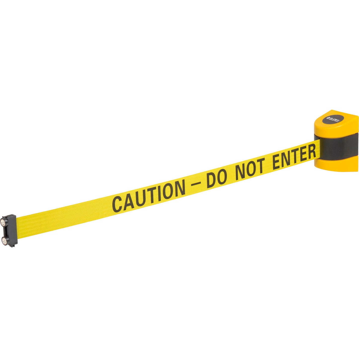 Global Industrial Magnetic Retractable Belt Barrier, Yellow Case W/15' Yellow "Caution" Belt (WB708418YBC)