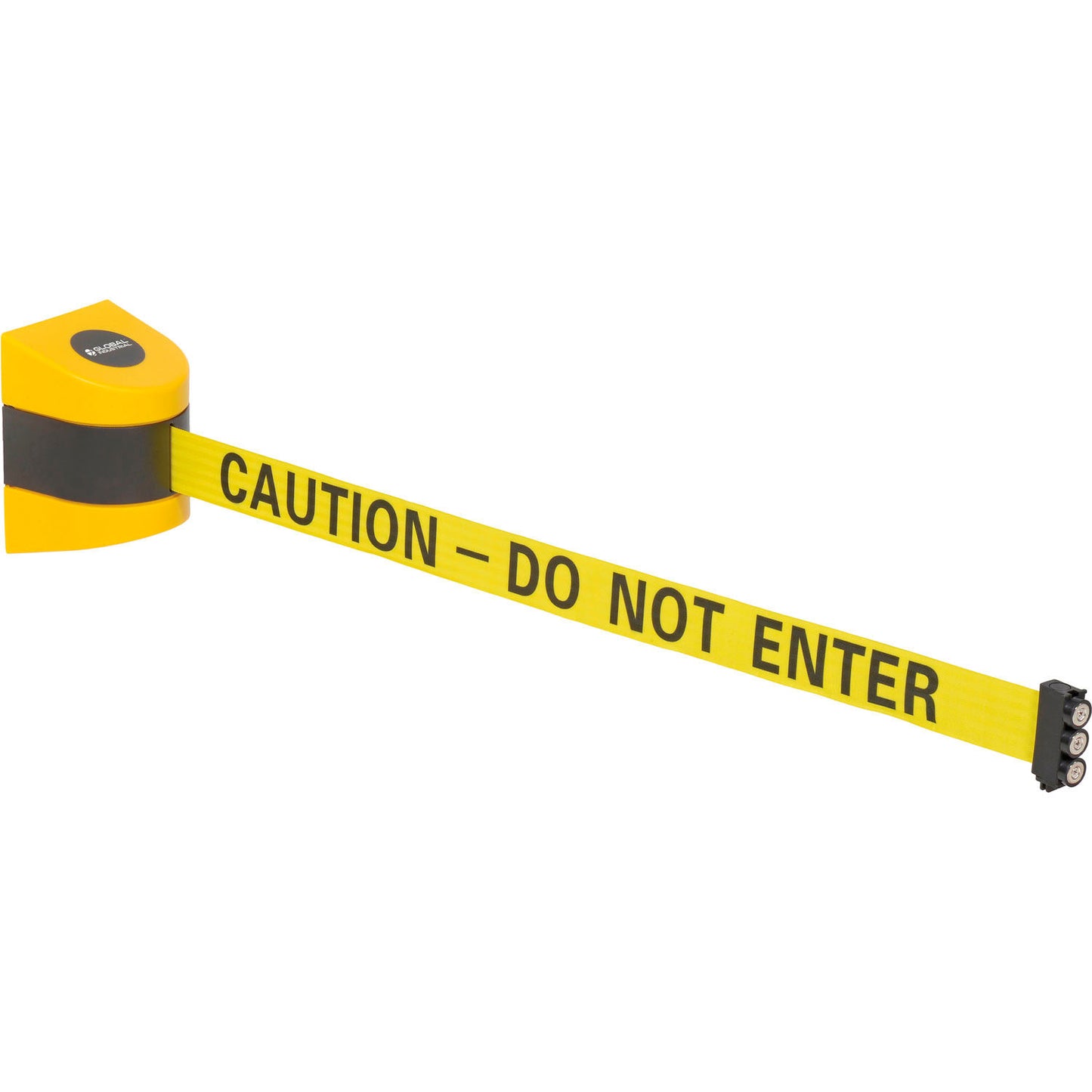 Global Industrial Magnetic Retractable Belt Barrier, Yellow Case W/30' Yellow "Caution" Belt (WB708419YBC)
