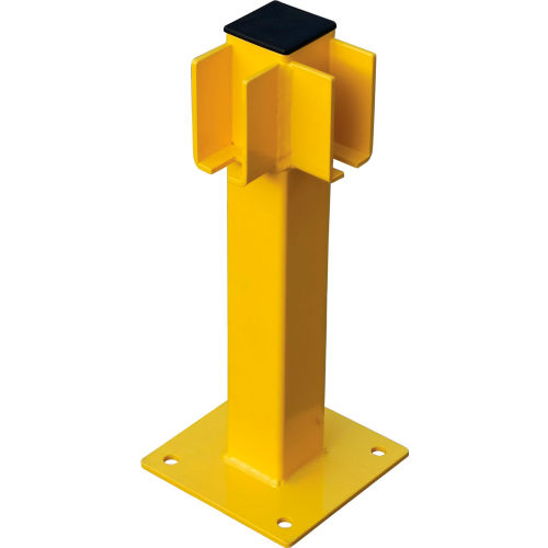 Global Industrial Steel Lift-Out Guard Rail Corner Post, Single-Rail, 20"H, Yellow (WB708439)