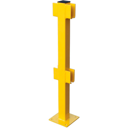 Global Industrial Steel Lift-Out Guard Rail In-Line Post, Double-Rail, 42"H, Yellow (WB708440)