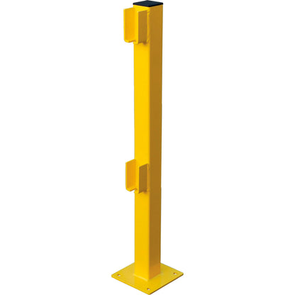 Global Industrial Steel Lift-Out Guard Rail End Post, Double-Rail, 42"H, Yellow (WB708441)