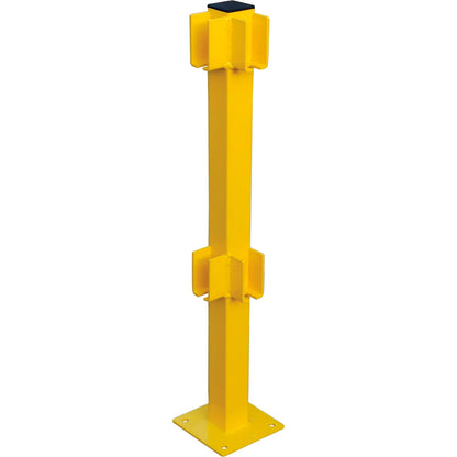 Global Industrial Steel Lift-Out Guard Rail Corner Post, Double-Rail, 42"H, Yellow (WB708442)