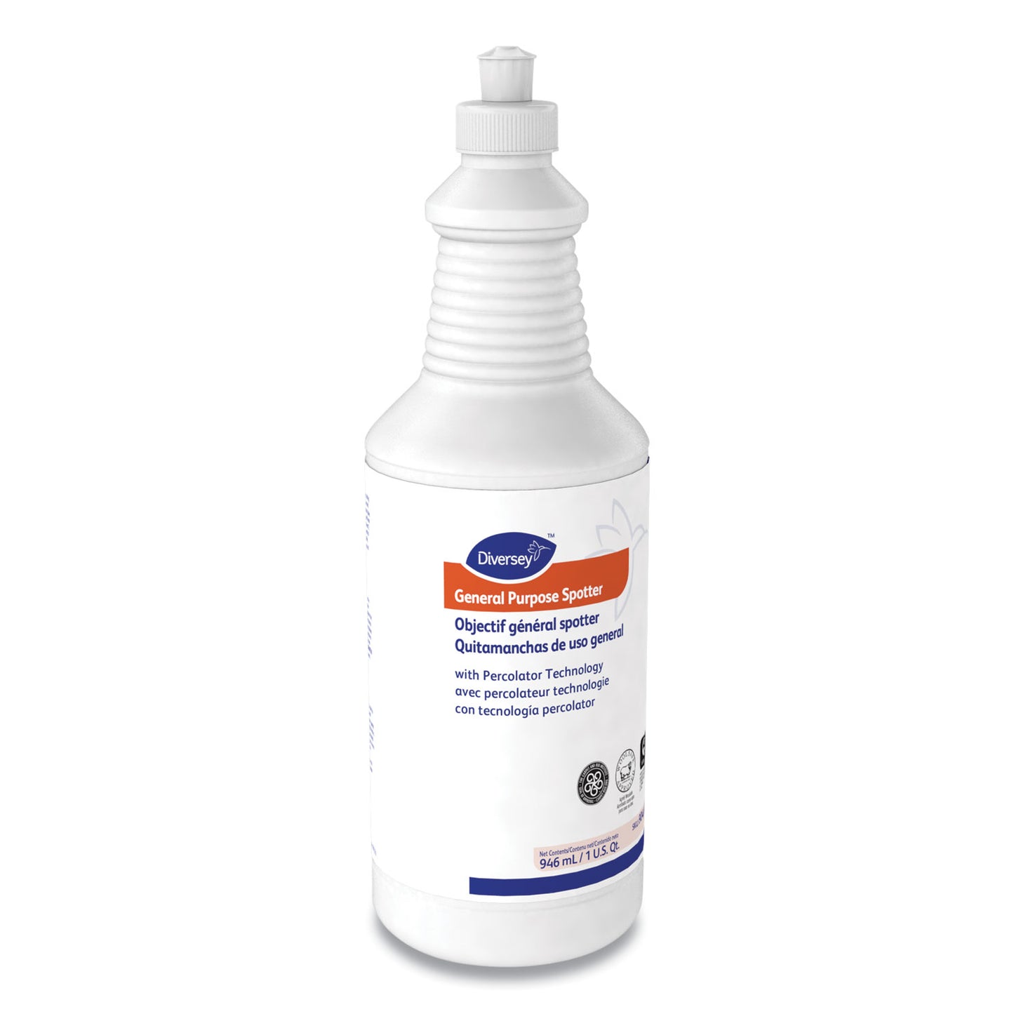 Diversey™ General Purpose Spotter, Floral Scent, Liquid, 1 qt Squeeze Bottle, 6/Carton (DVO101109763)