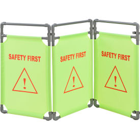 Global Industrial Fabric Folding Barrier, Lime Green, Safety First (WB708548EN)