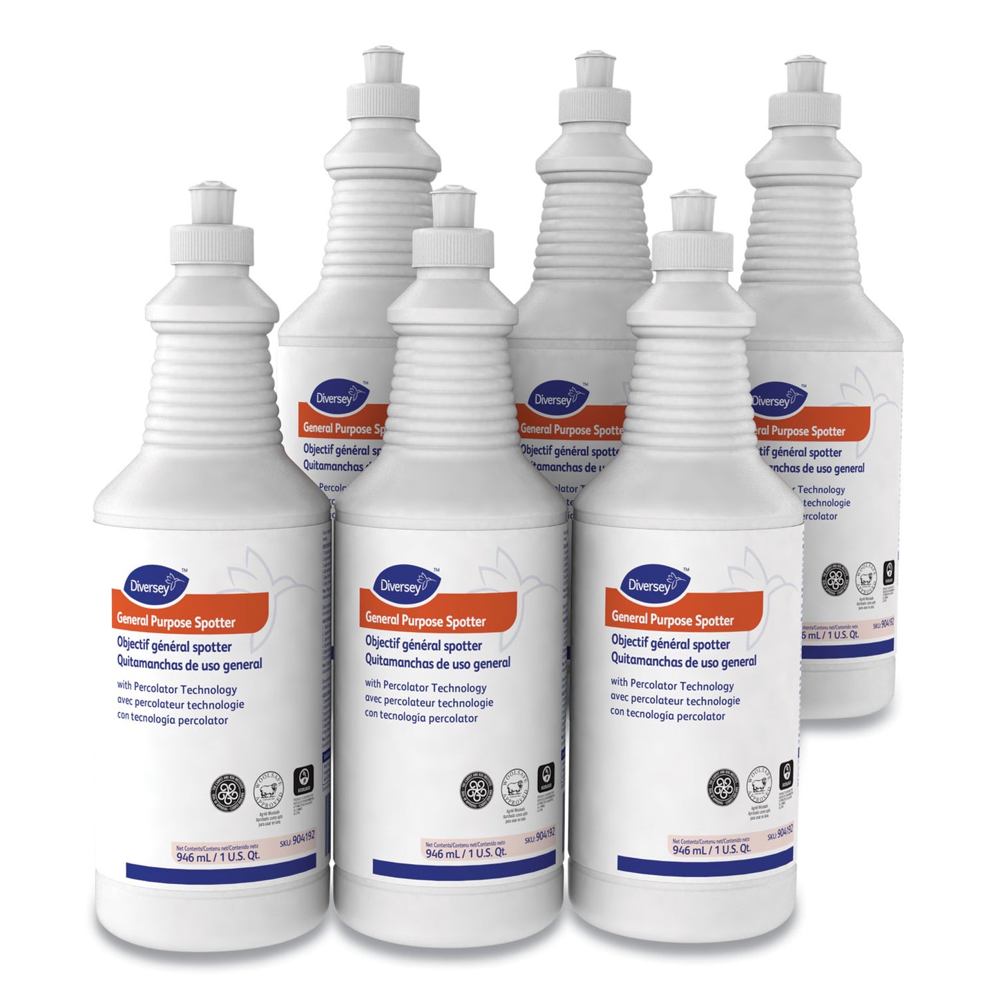 Diversey™ General Purpose Spotter, Floral Scent, Liquid, 1 qt Squeeze Bottle, 6/Carton (DVO101109763)