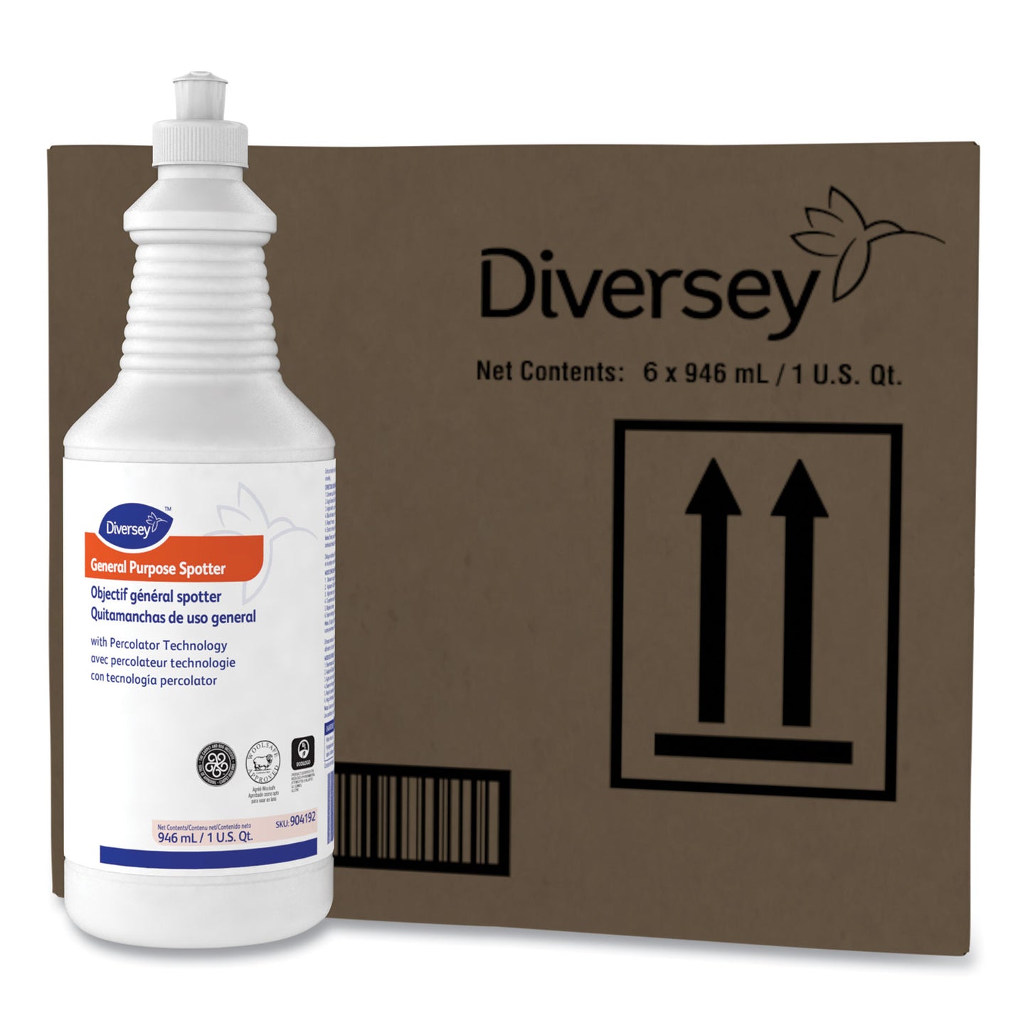 Diversey™ General Purpose Spotter, Floral Scent, Liquid, 1 qt Squeeze Bottle, 6/Carton (DVO101109763)