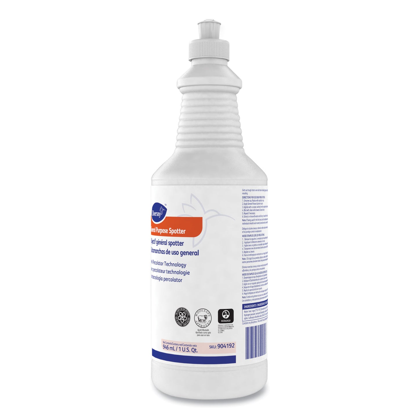 Diversey™ General Purpose Spotter, Floral Scent, Liquid, 1 qt Squeeze Bottle, 6/Carton (DVO101109763)