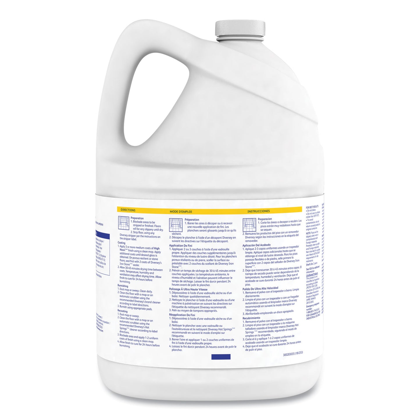 Diversey™ High Noon Urethane-Fortified UHS Floor Finish, Liquid, 1 gal Bottle, 4/Carton (DVS4003110)