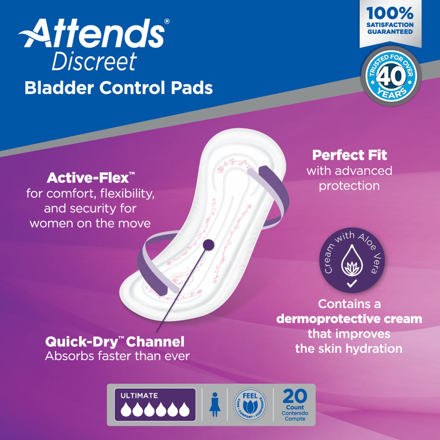 Attends® Discreet Bladder Control Pad 15 Inch Length Heavy Absorbency Polymer Core One Size Fits Most (1039115_CS)