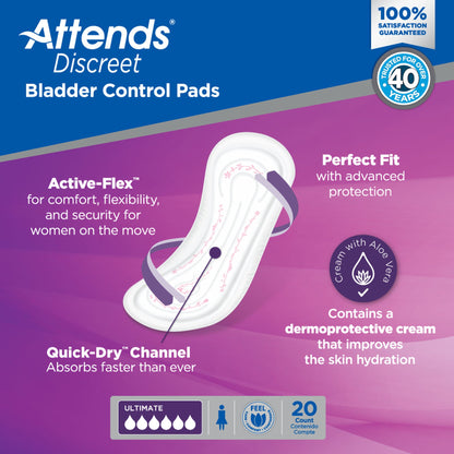 Attends® Discreet Bladder Control Pad 15 Inch Length Heavy Absorbency Polymer Core One Size Fits Most (1039115_BG)