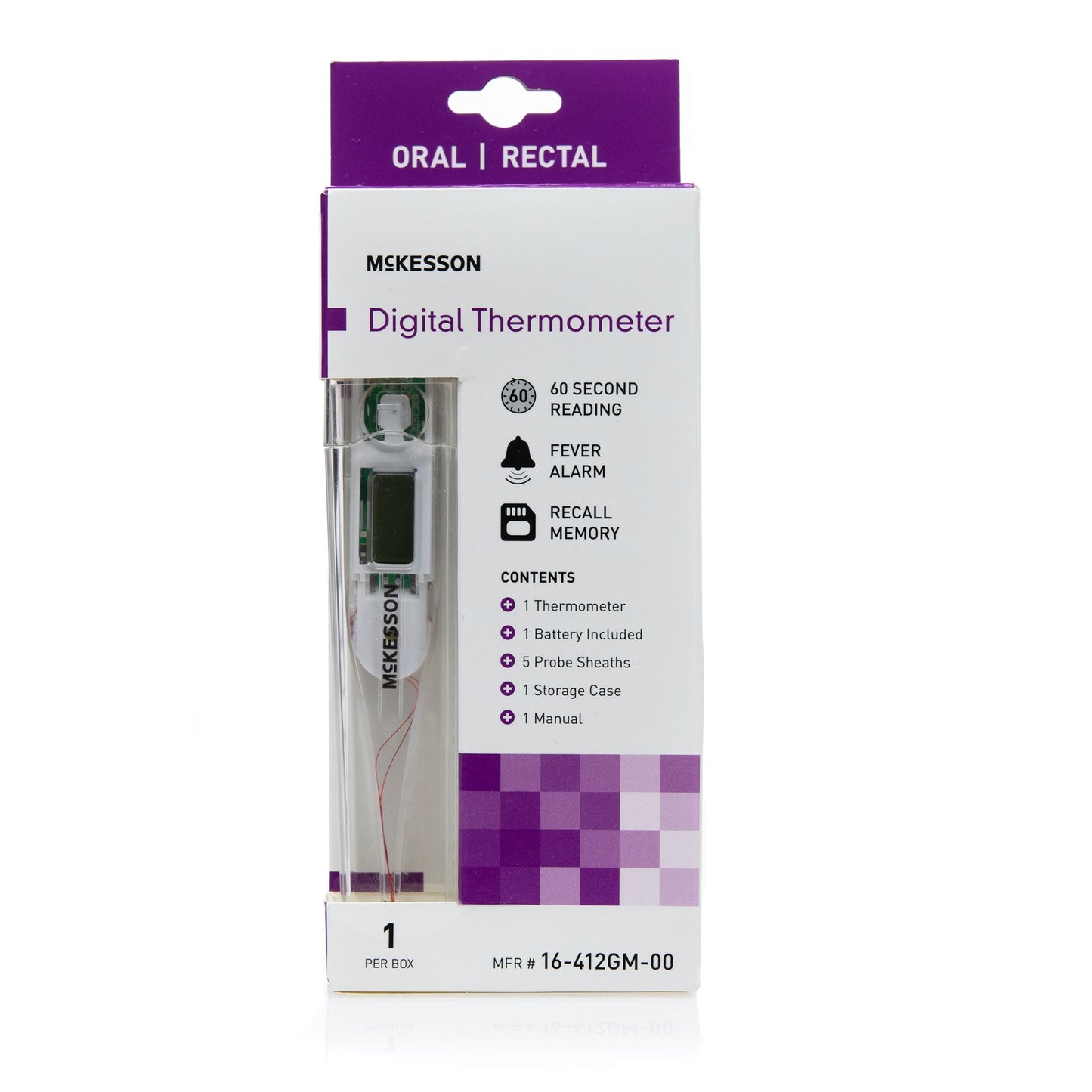 McKesson Digital Stick Thermometer Oral / Rectal / Axillary Probe Handheld (491097_EA)