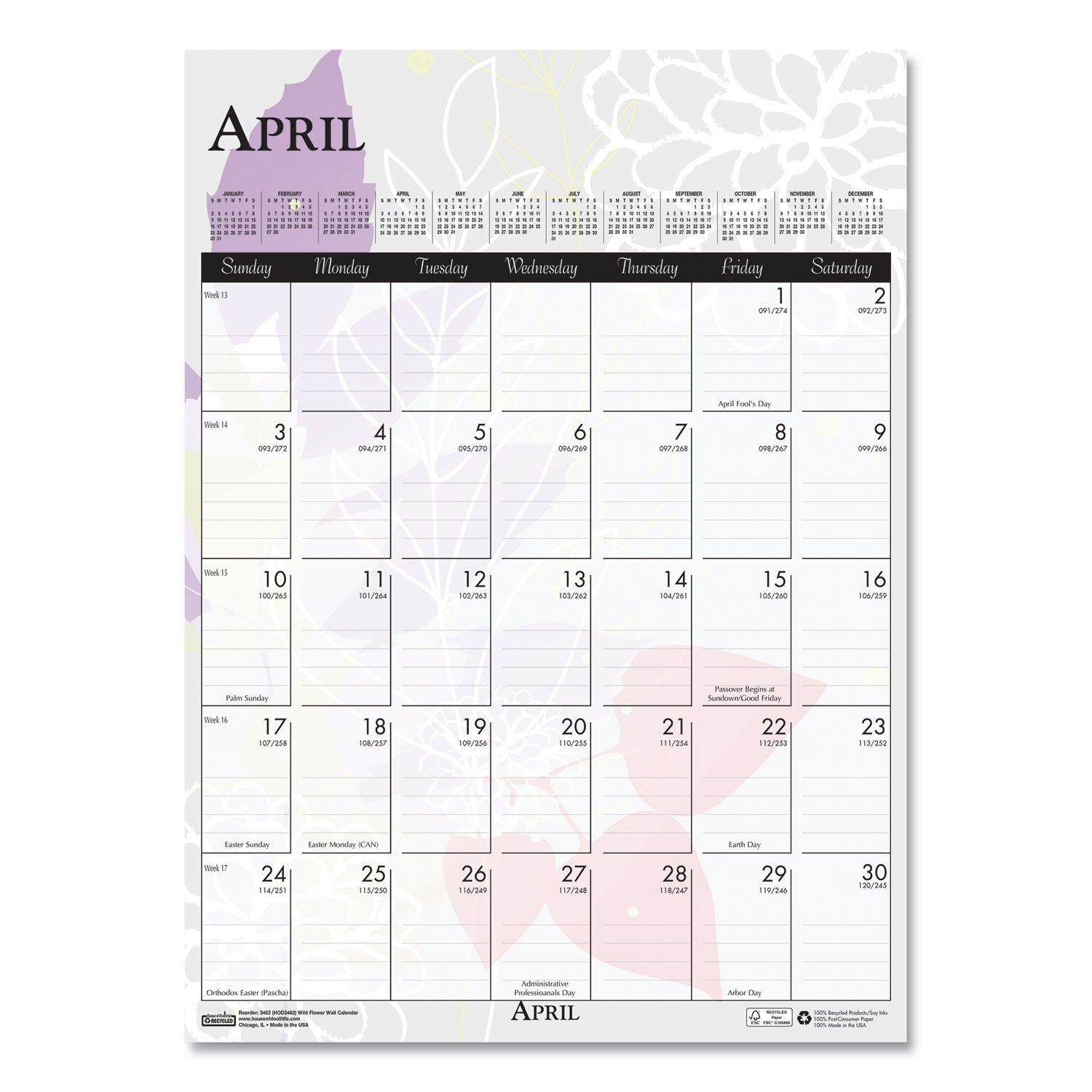 house-of-doolittle-recycled-wild-flower-wall-calendar-num-hod3462_5
