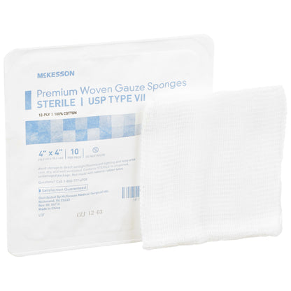 McKesson Gauze Sponge 4 X 4 Inch 12-Ply Sterile 10 per Tray (446028_TR)