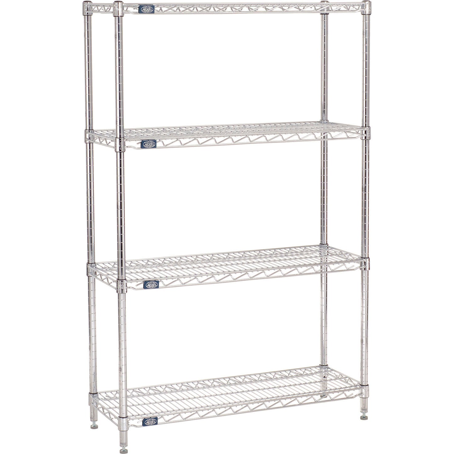 Nexel 4 Shelf, Chrome Wire Shelving Unit, Starter, 36"W x 12"D x 63"H (WB711188)