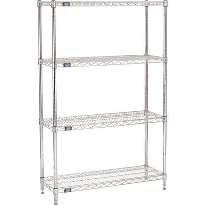 Nexel 4 Shelf, Chrome Wire Shelving Unit, Starter, 36"W x 12"D x 63"H (WB711188)