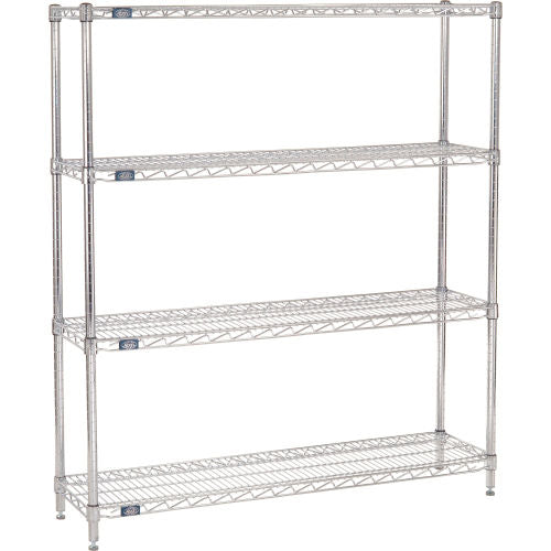 Nexel 4 Shelf, Chrome Wire Shelving Unit, Starter, 48"W x 12"D x 54"H (WB711194)