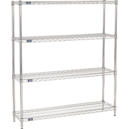 Nexel 4 Shelf, Chrome Wire Shelving Unit, Starter, 48"W x 12"D x 54"H (WB711194)