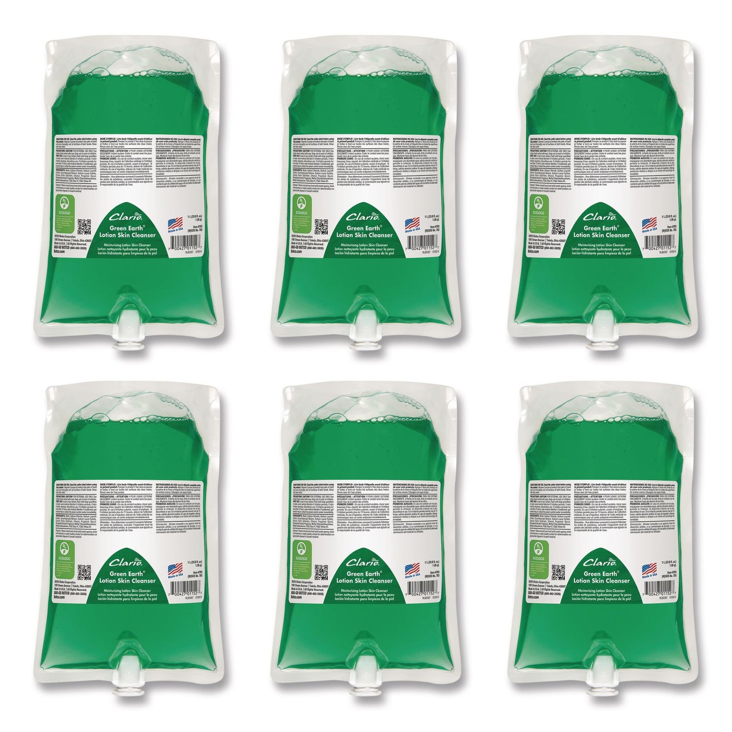 Betco® Green Earth Lotion Skin Cleanser Refill, Fresh Meadow Scent, 1,000 mL, 6/Carton (BET7832900)
