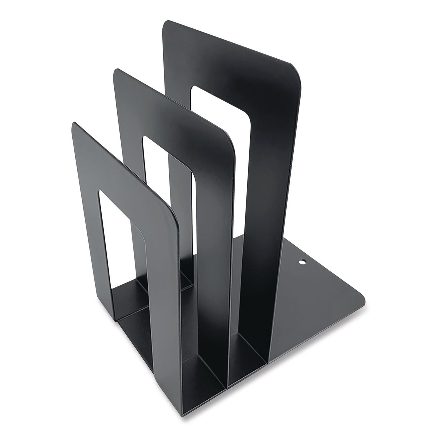 Huron Steel Bookend with Sorter, Contemporary Style, Nonskid Base, 5 x 7 x 8, Black (CTXHASZ0094)