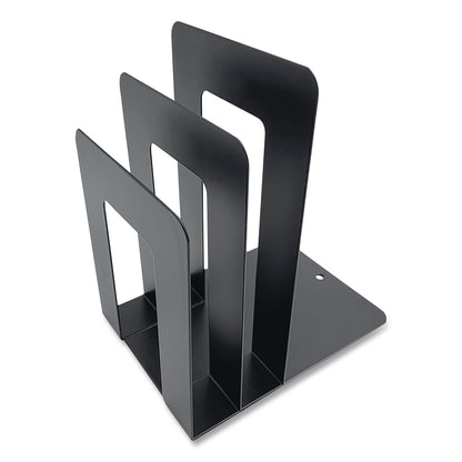 Huron Steel Bookend with Sorter, Contemporary Style, Nonskid Base, 5 x 7 x 8, Black (CTXHASZ0094)