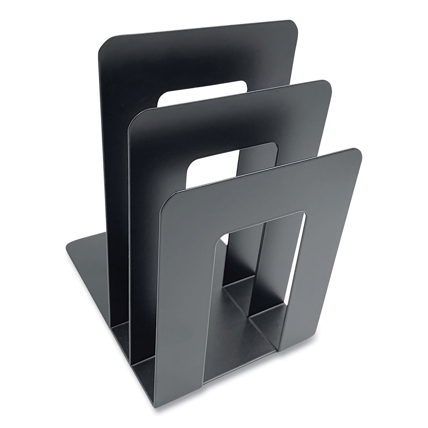 Huron Steel Bookend with Sorter, Contemporary Style, Nonskid Base, 5 x 7 x 8, Black (CTXHASZ0094)